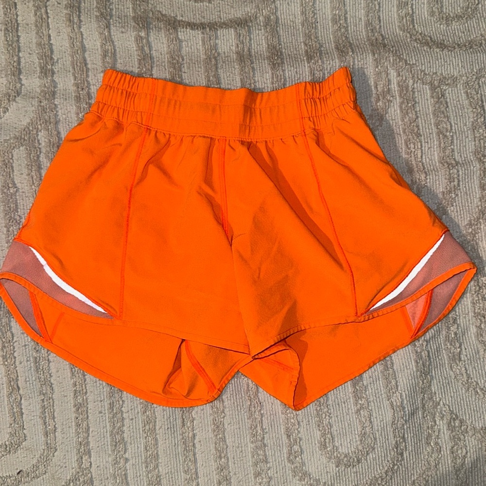 Orange Lululemon Hotty Hot Shorts